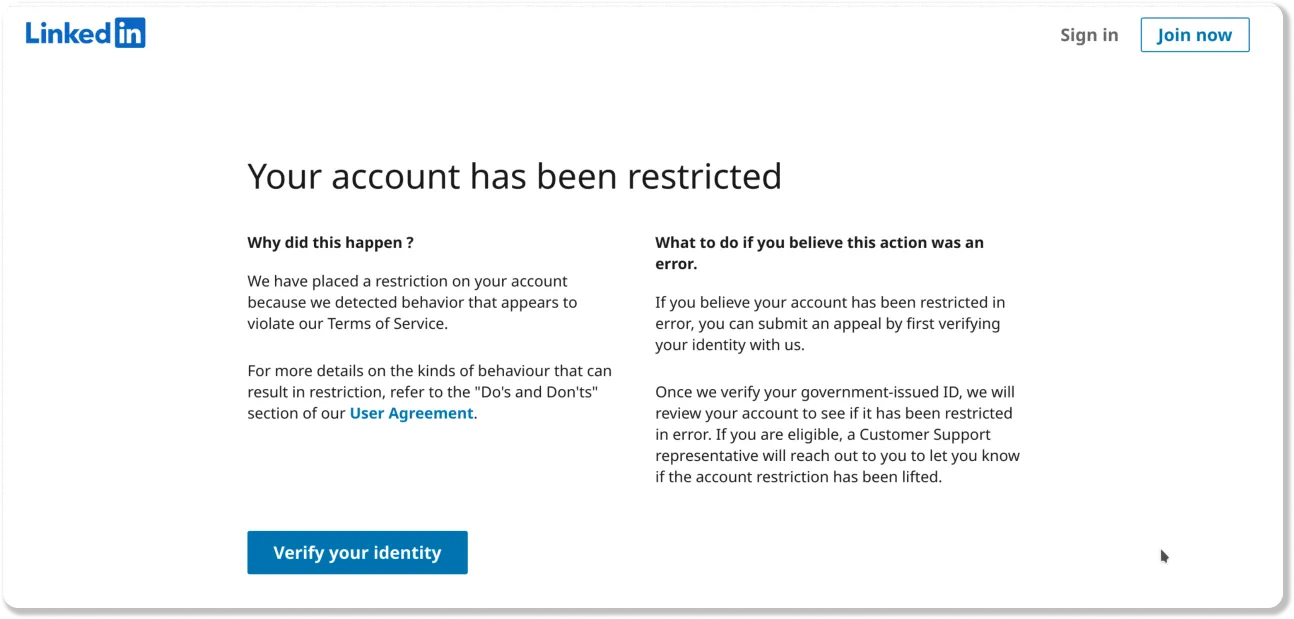 What is a restricted LinkedIn account?